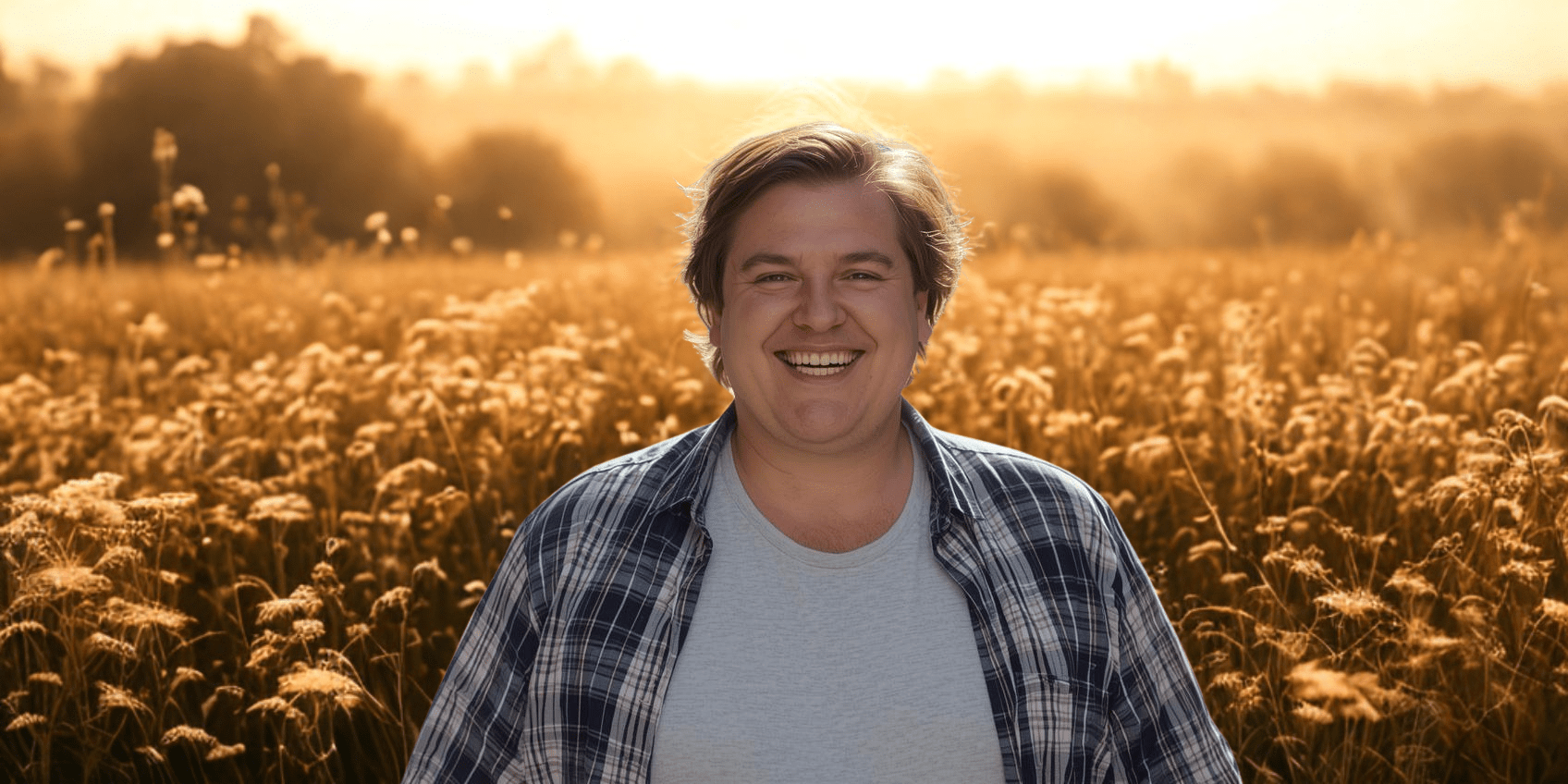 average man smiling feeling very content with life